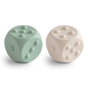 Mushie Dice Press Toy 2-pack - Cambridge Blue/Shifting Sands